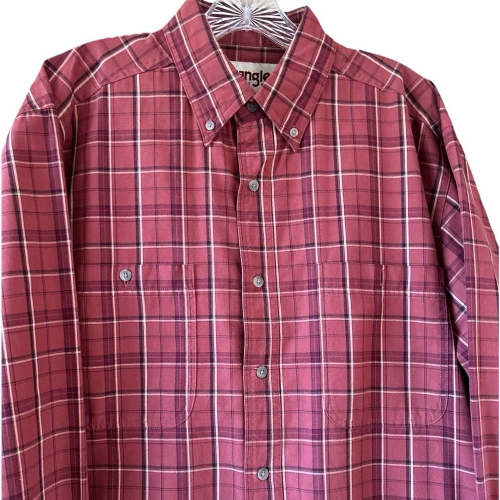 Wrangler Men's Long Sleeve Red Plaid Button Shirt, Size Large